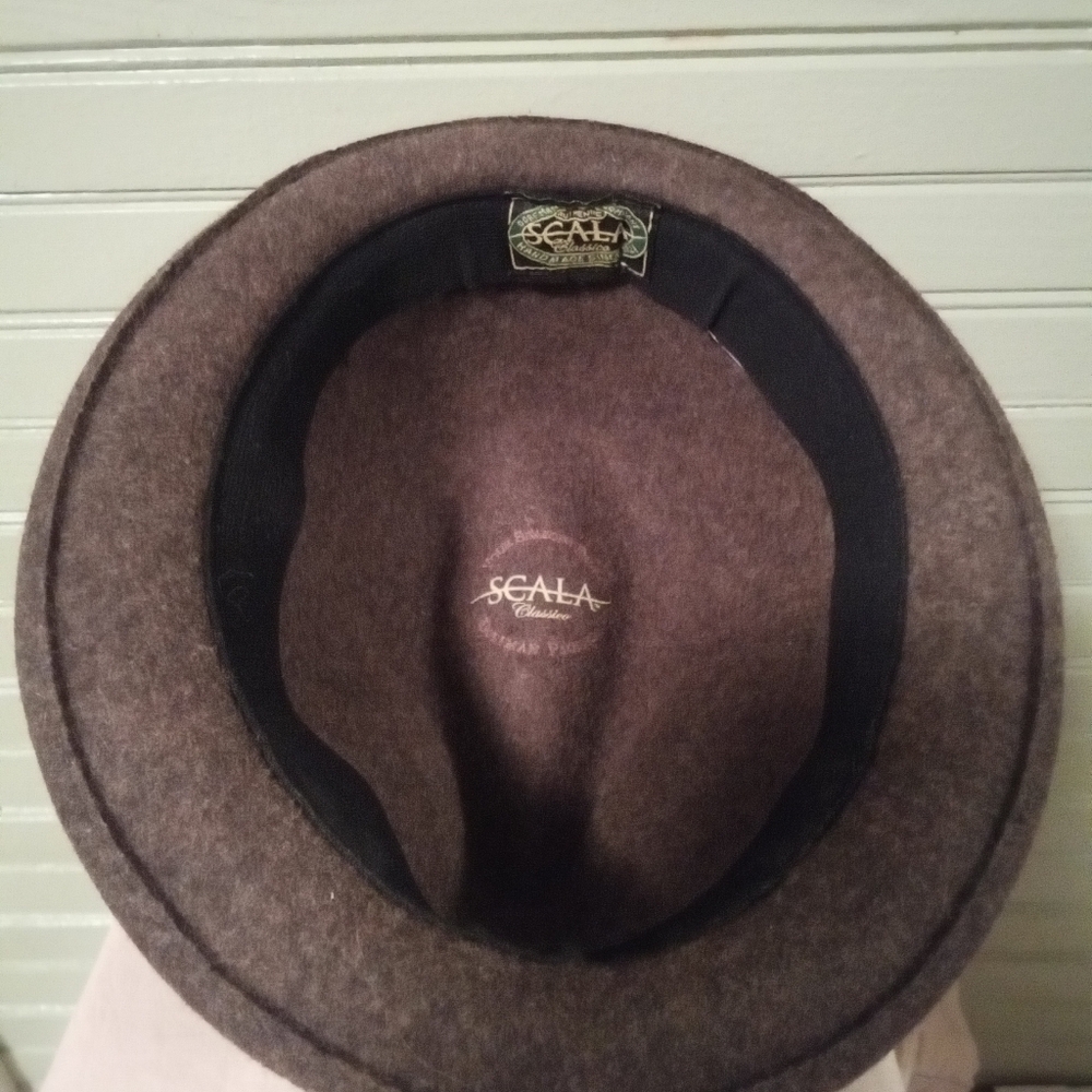 Scala Crushable Wool Brown Fedora, Size Medium - image 6
